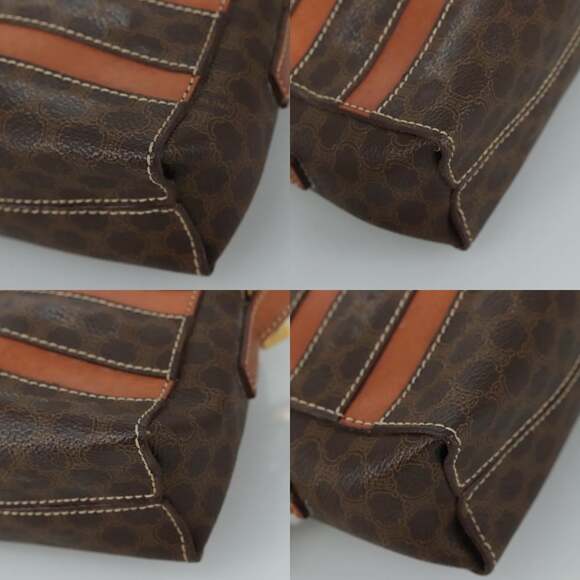 CELINE Macadam Canvas Shoulder Bag Pvc Leather Brown - Picture 10 of 12